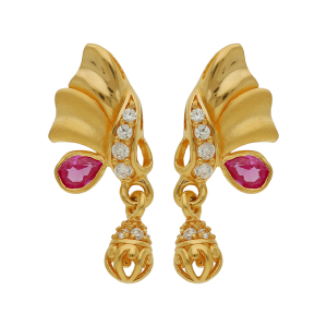 Purple Blossom Stone Gold Earring Bloom Drop